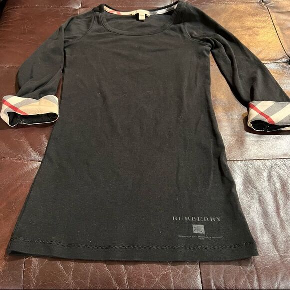 Burberry Black Women's Top with Nova Check Cuffs Size Small - Picture 1 of 9